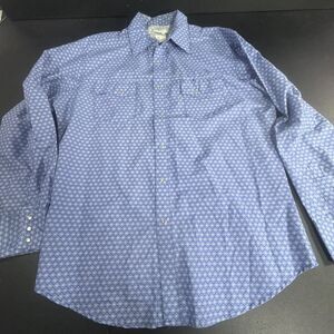 Wrangler Wrancher Pearl Snap Western Shirt Men's L Blue White Floral L/ Sleeve